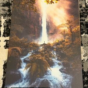 Waterfall Art with Lush Foliage - Displate (metal art print)